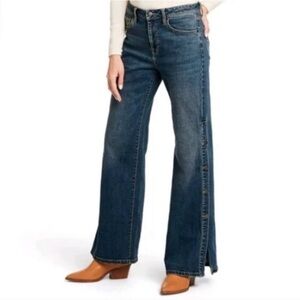 Nili Lotan x Target | 8 | High Rise Flare Jeans Open Button Side Leg
